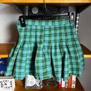 Urban Outfitters Plaid Pleated Mini Skirt | Blue Green Y2K Preppy Style